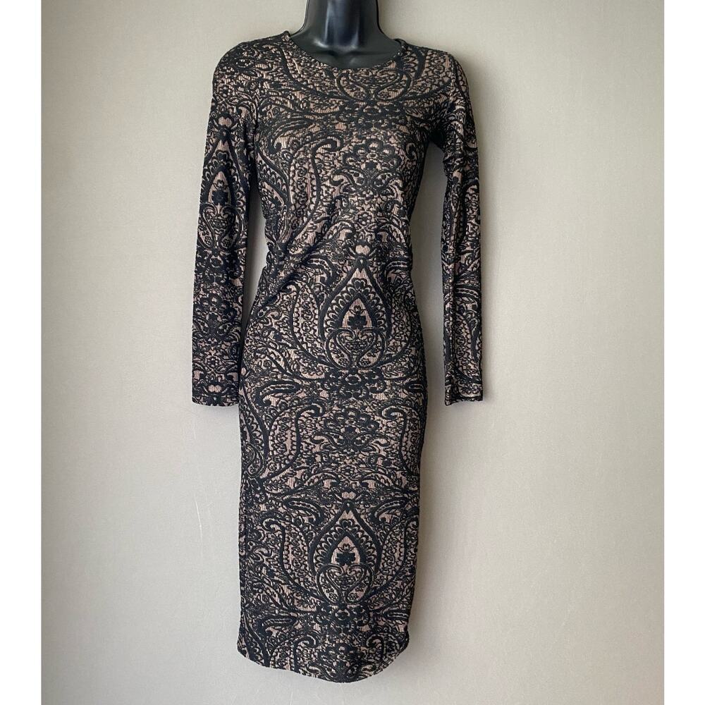Topshop sz XS black cream lace bodycon dress